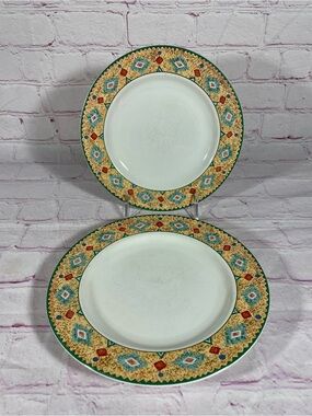Vintage Sakura Moccasin Sue Zipkin Southwestern Stoneware Salad Plate Set of 2